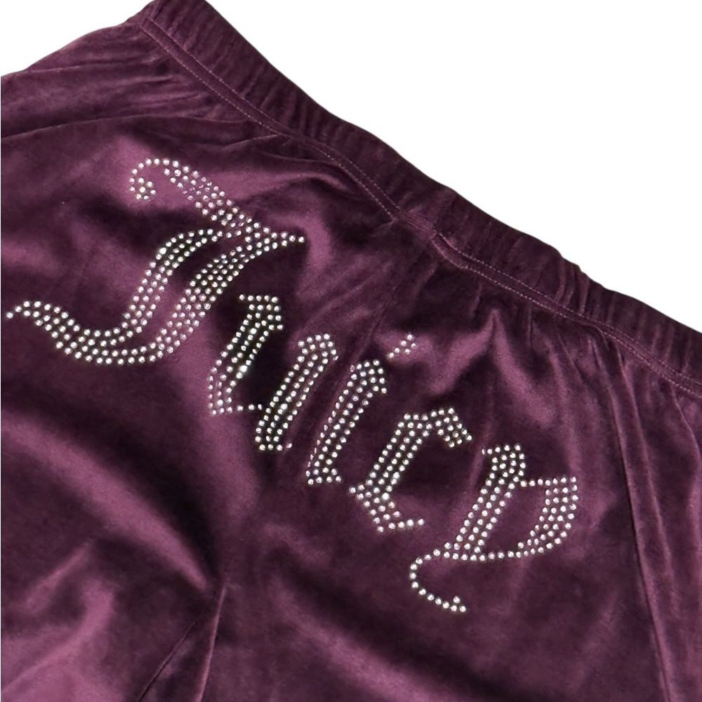 Juicy Couture Girls Plum Velour Pajama Set with Rhinestone Logo - Picture 6 of 8